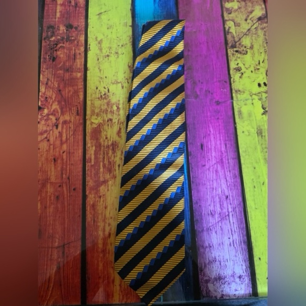 Striped Blue and Yellow Tie